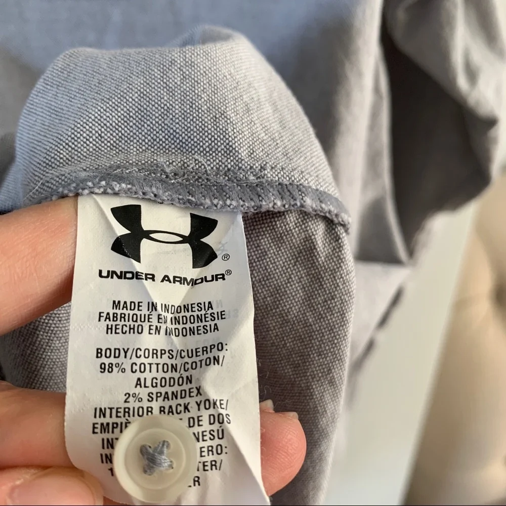 Under Armour Size 2XL Gray Top Loose Fit Long Sleeve Button Down Shirt HeatGear - Picture 11 of 11